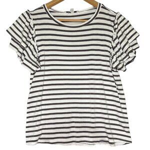 Green Envelope Los Angeles Womens Striped Ruffle Sleeve Tunic Top Sz XS USA Made